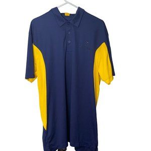 Sport Tek Polo Shirt Adult XL Yellow Navy Lightweight Rugby Golf Casual Mens
